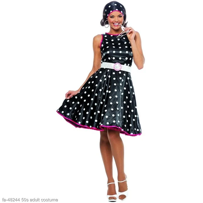Hot 50s Black Adult Costume 1 Hot 50s Black Adult Costume